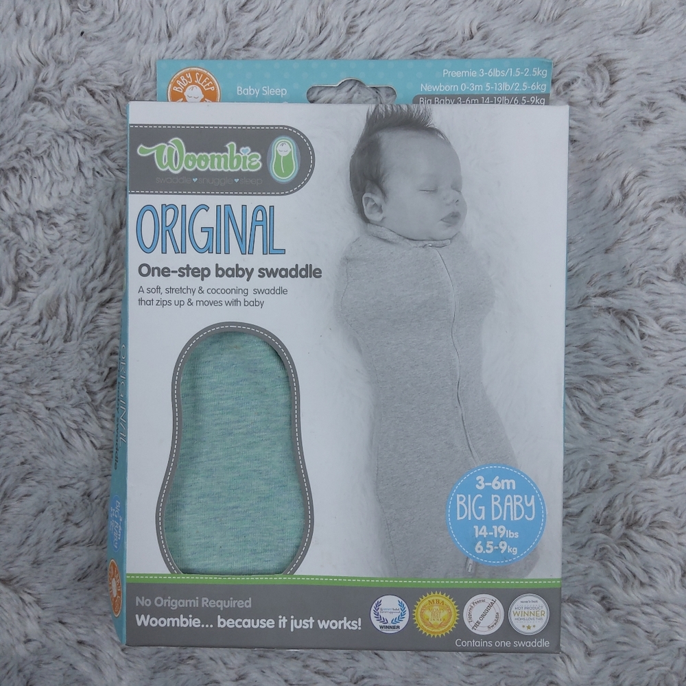 Woombie Original Cocooning Swaddle By Baby Sleep Necessity 14-19lbs Big Baby